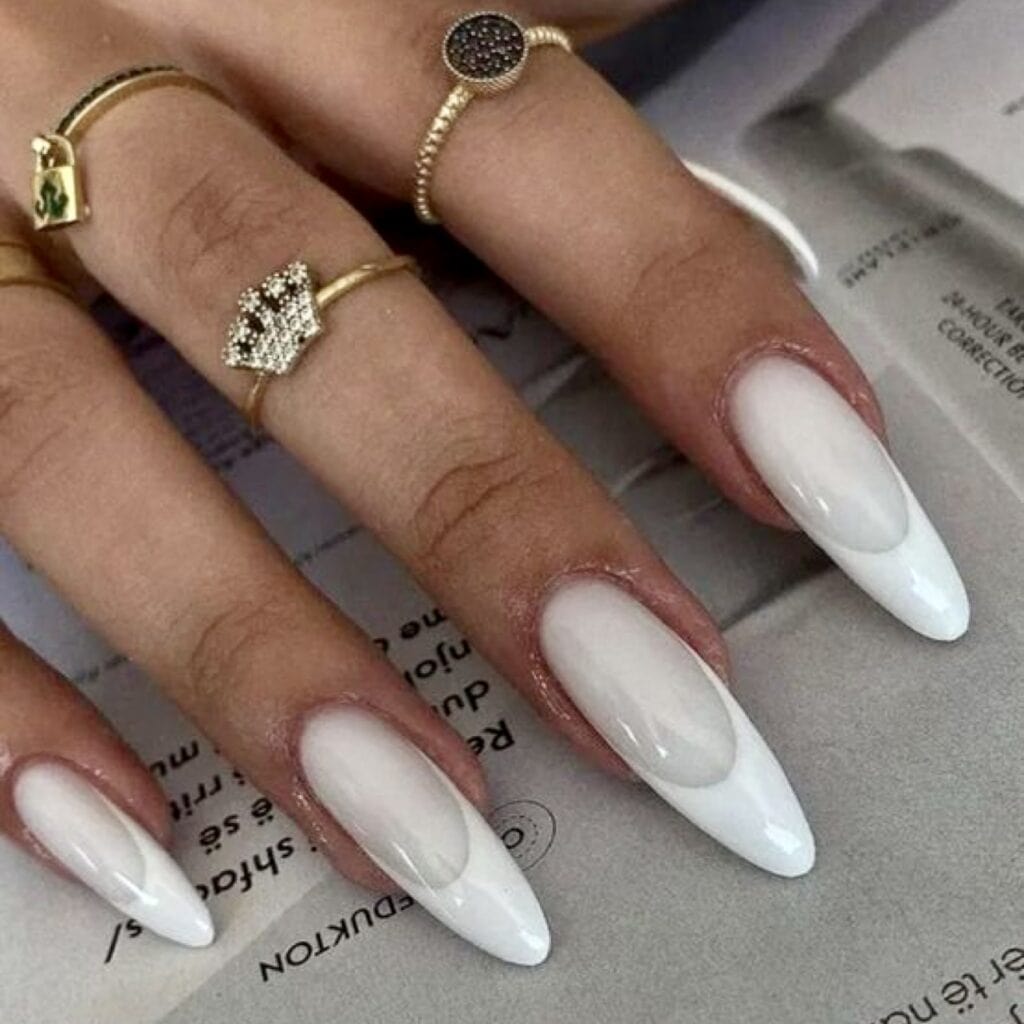 white french tips for White Christmas Nail Designs