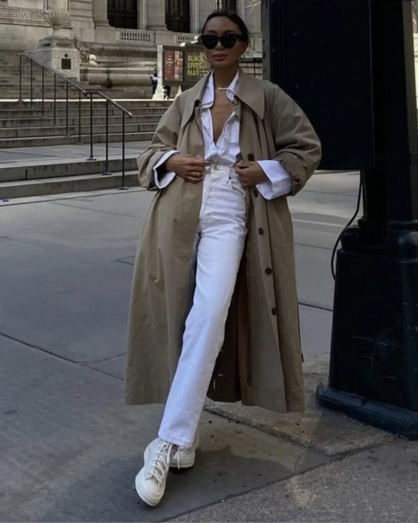 Straight Leg Jean With a Trench Coat