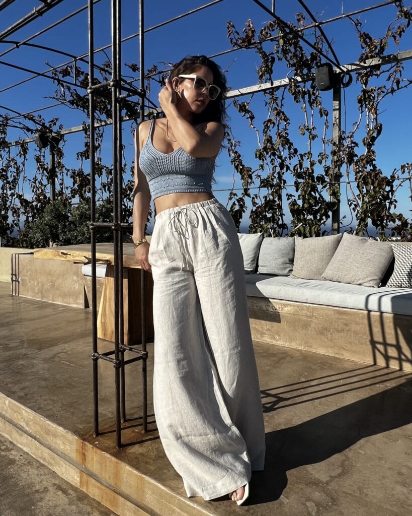 Wide-Leg Linen Blend Pants And A Fitted Tank