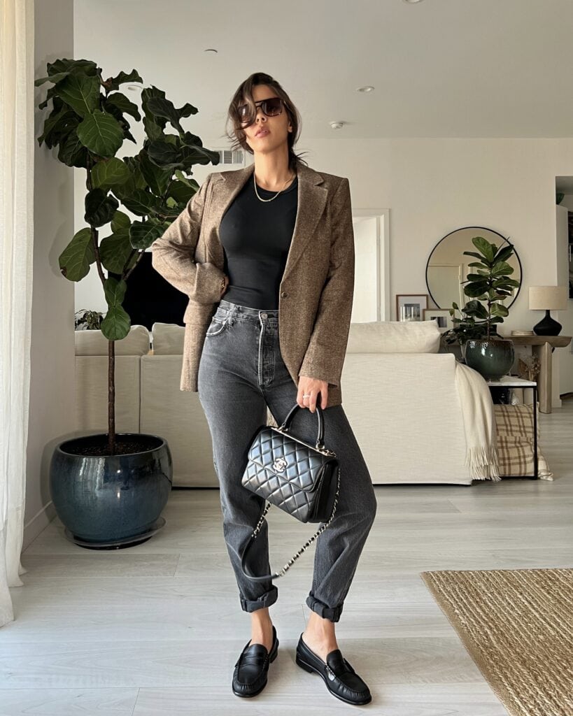 How To Style Straight Leg Jeans with a blazer