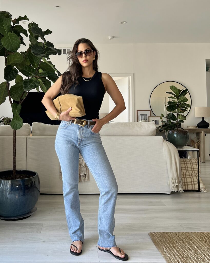 How To Style Straight Leg Jeans with a tank top